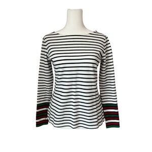 Boden Stripes Ahead of the Rest long sleeve top glitter stripes cotton small